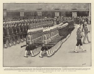 As tropas coloniais em Chelsea, inspeção pelo duque de Connaught